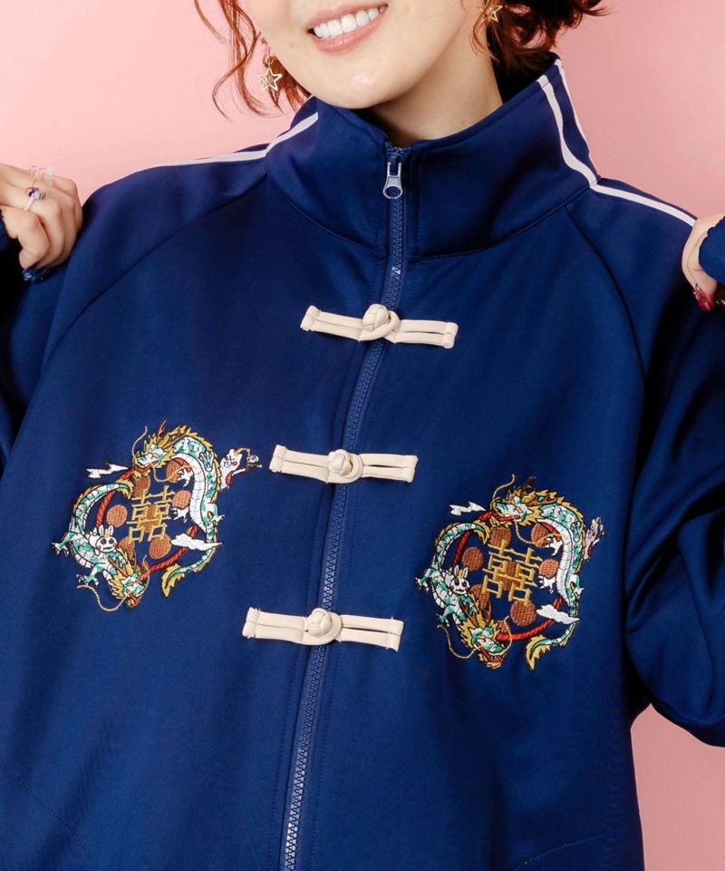 スカラーパリティー / ウサギと龍刺繍 カンフーボタンジャージ