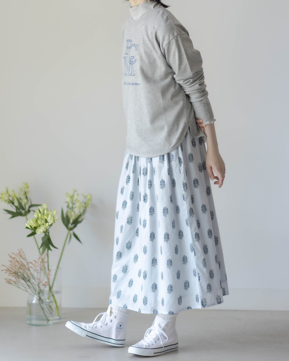リラシク / ブロックプリントギャザースカート | ITEM,Bottoms