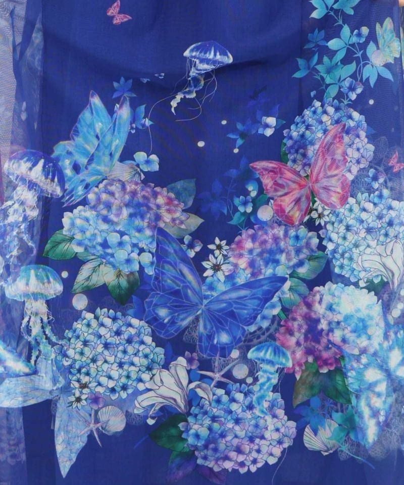 イズスカラー / 海の中のアジサイ柄 リバーシブルスカート