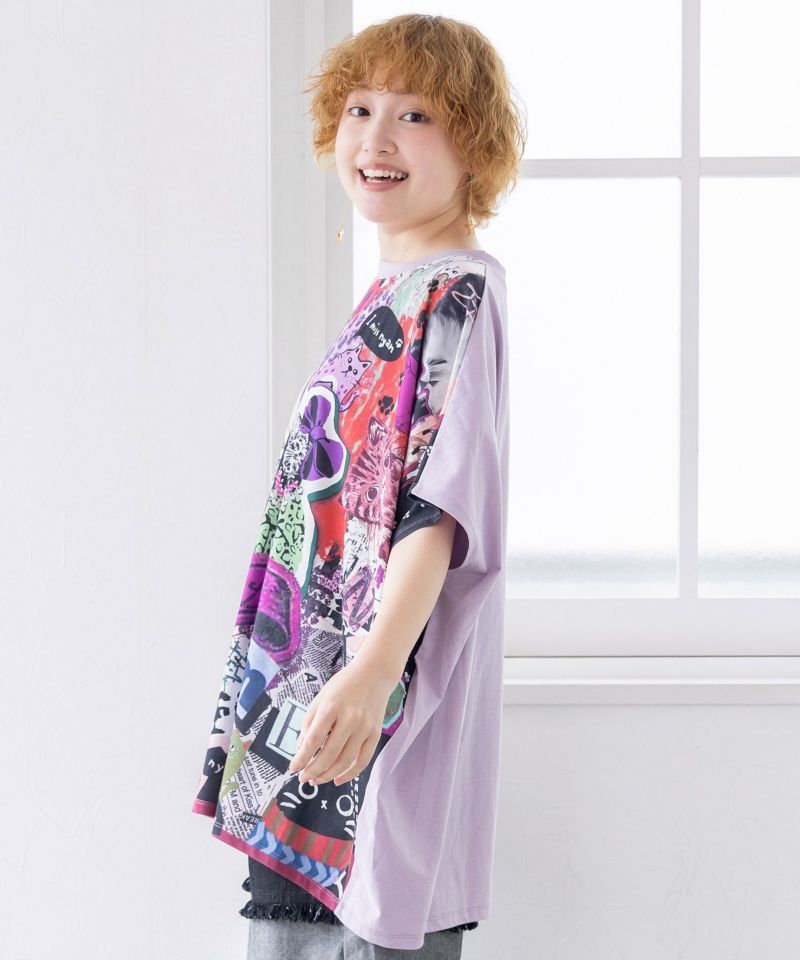 scolar スカラー　152636：いろんなネコだらけ 総柄切替プルオーバー 152636：いろんなネコだらけ 総柄切替プルオーバーの通販-ScoLar