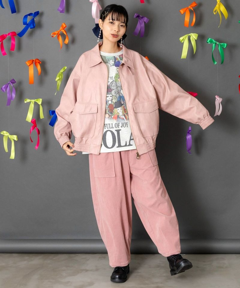 スカラー / ネコ刺繍フェイクレザー×裏地ブルゾン | BRAND,ScoLar