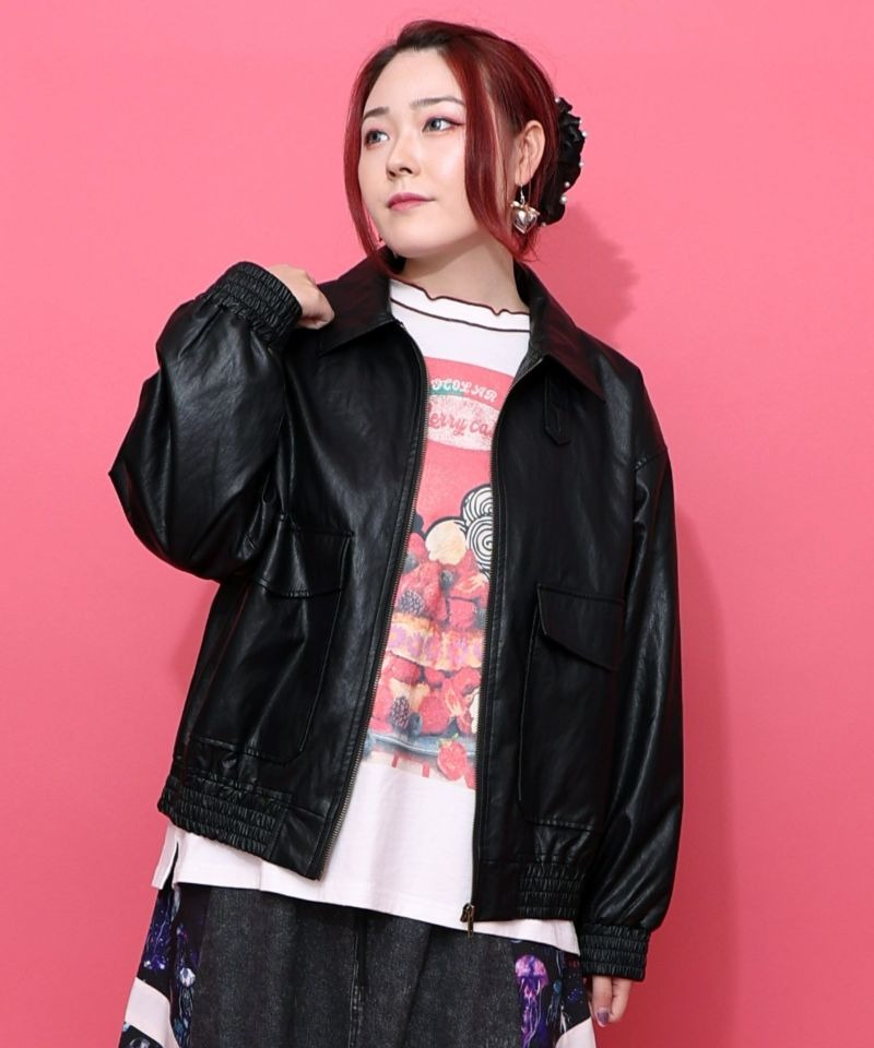 【NEW】スカラー（ScoLar）/ScoLar スカラー ネコ刺繍フェイクレザー×裏地ブルゾン スカラー / ネコ刺繍フェイクレザー×裏地ブルゾン | BRAND,ScoLar