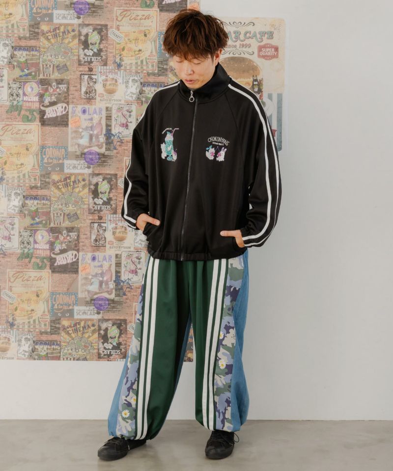 ScoLar Parity 桜咲千依コラボ ちょこにゃんず刺繍ジャージ サックス スカラーパリティー / 桜咲千依さんコラボ第4弾 ちょこにゃんず