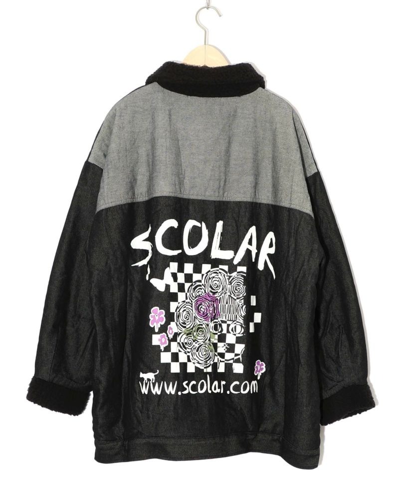 スカラー / 落書きモザイク柄デニム×ボアジャケット | BRAND,ScoLar
