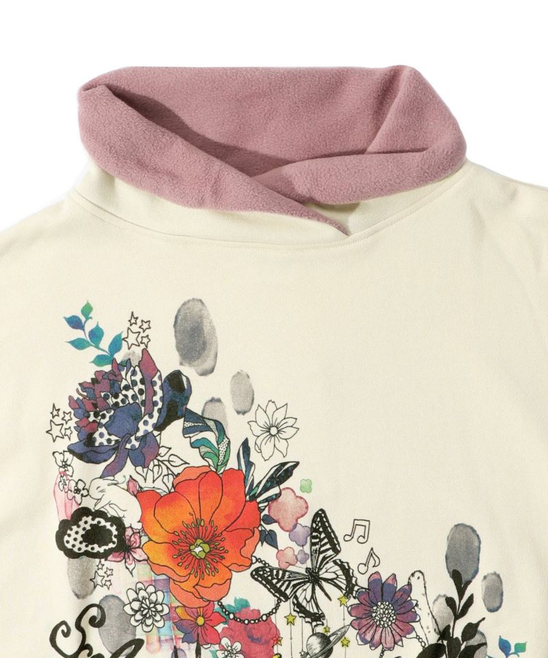 スカラー / ネコ花柄モックネック裏毛ワンピース | ITEM,Dress