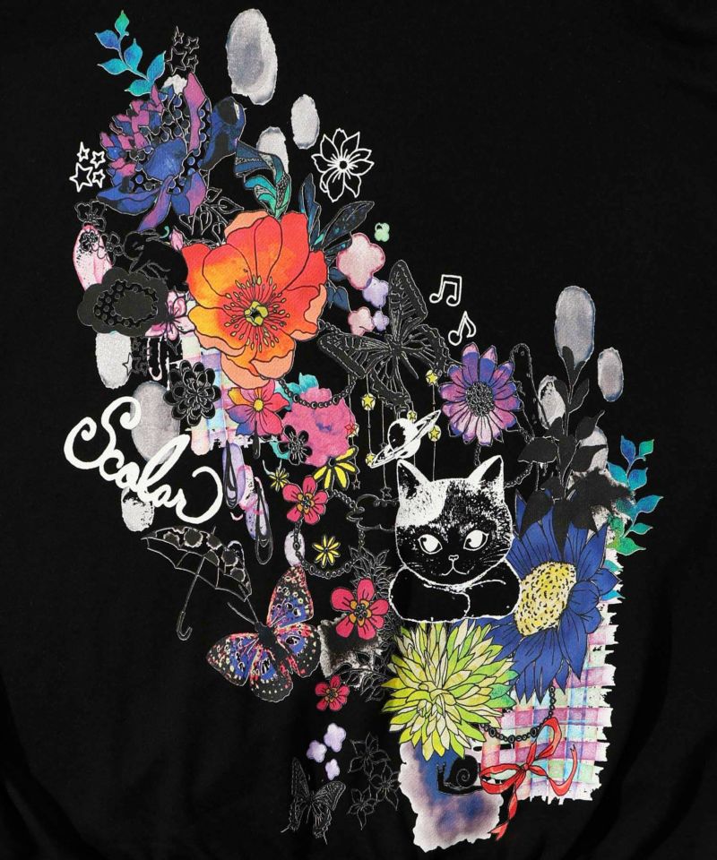 スカラー / ネコ花柄モックネック裏毛ワンピース | ITEM,Dress