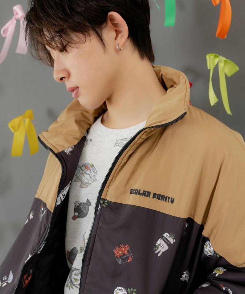 vintage ブルゾン 幾何学柄 ブルゾン アウター HOOK- パッチワーク柄幾何学模様 ゴブラン