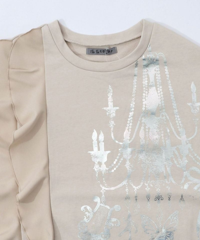 イズスカラー / 箔プリントシャンデリア フリル裏毛ワンピース | BRAND