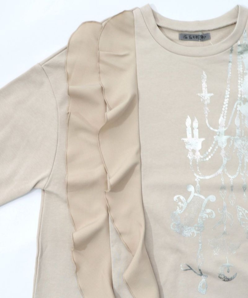 イズスカラー / 箔プリントシャンデリア フリル裏毛ワンピース | BRAND