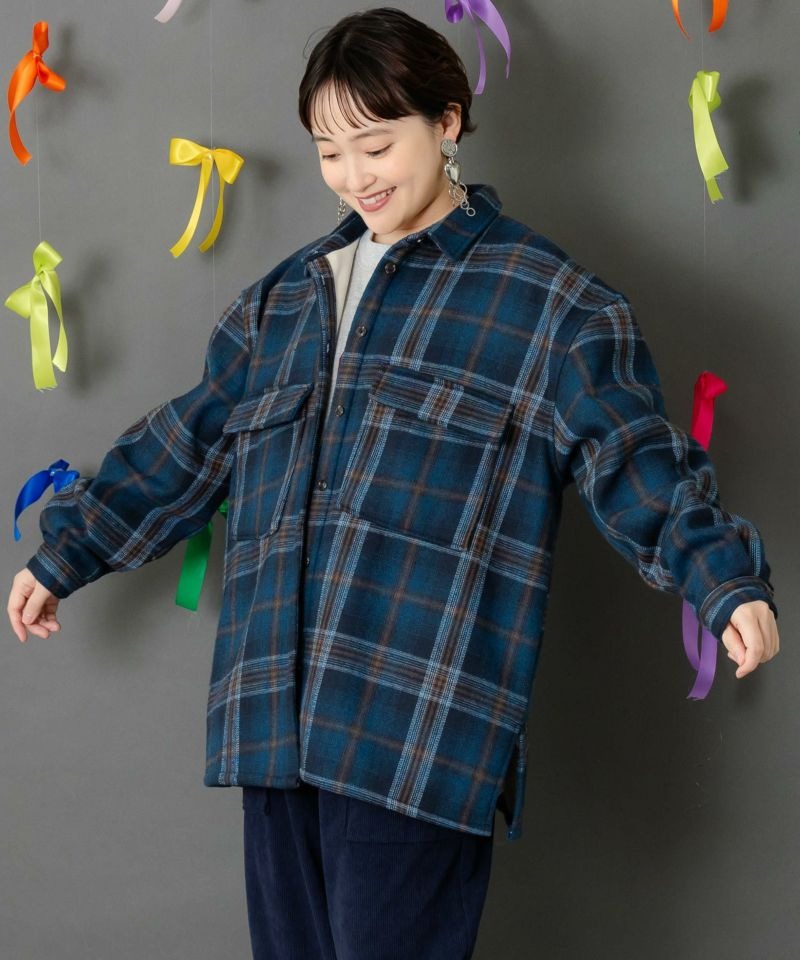 スカラー / わんコレ柄ネルチェック×ボアシャツアウター | BRAND