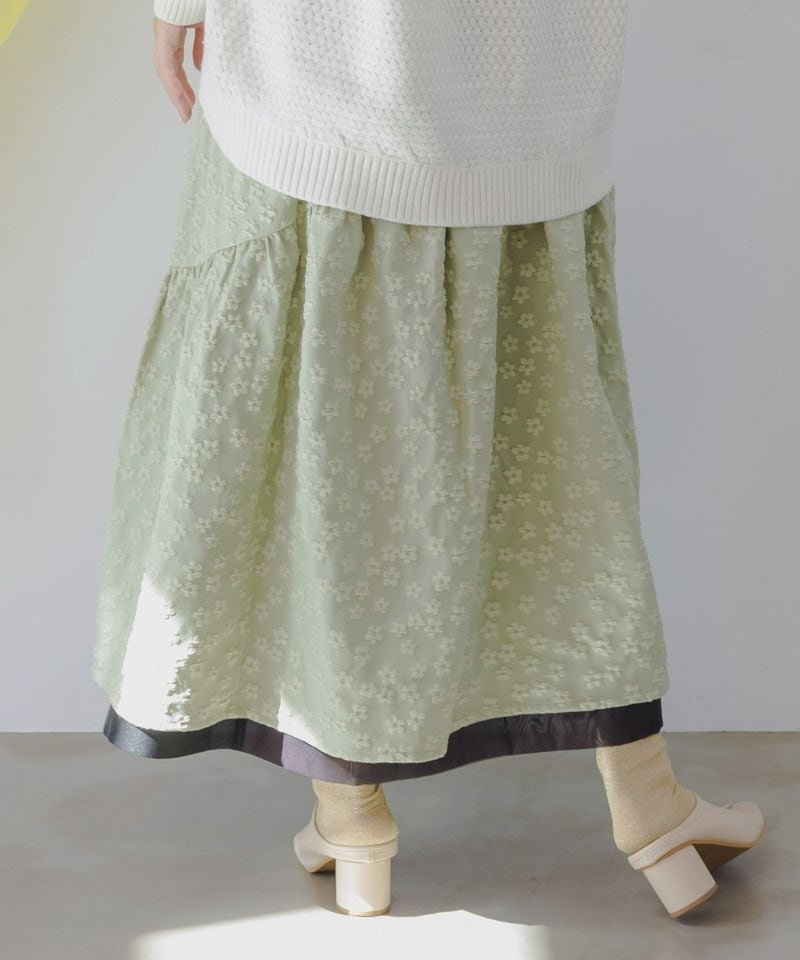 イズスカラー / バラと蝶×花柄ふくれジャガード リバーシブルスカート