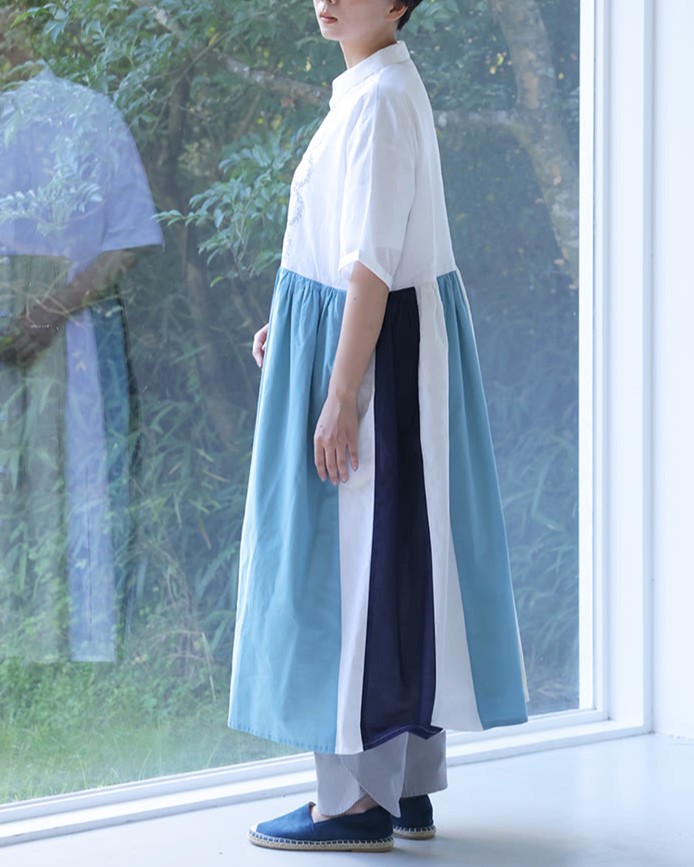 美品★HERMES★刺繍★シルク★ボウタイ★ワンピース★桑子 イマゴ / リース刺繍切替えワンピース | BRAND,Emago | アバン