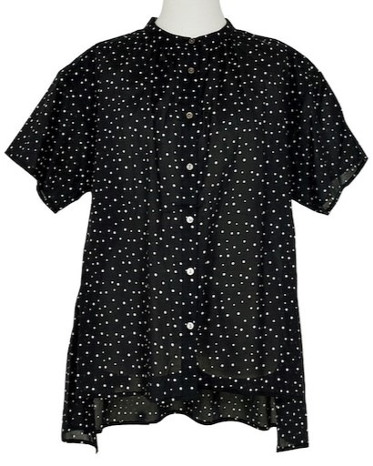 PLST - ランダムドットギャザーブラウス　ブラックM リラシク / ランダムドットギャザーブラウス | ITEM,Tops