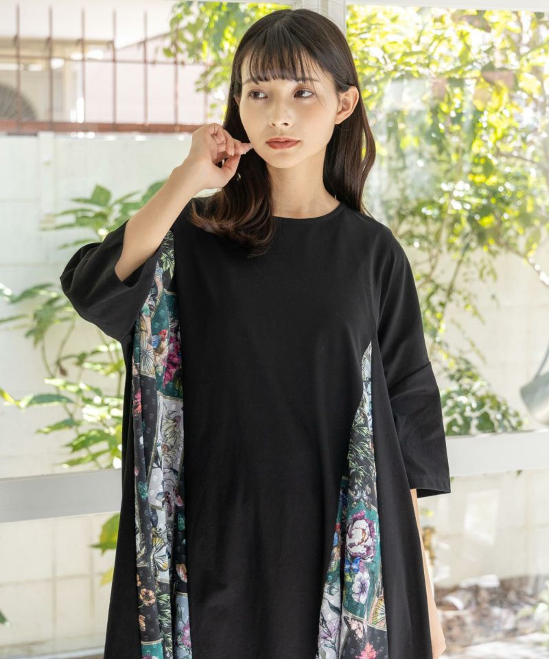 イズスカラー / 花蝶パッチワーク柄 切替ワンピース | BRAND,ScoLar