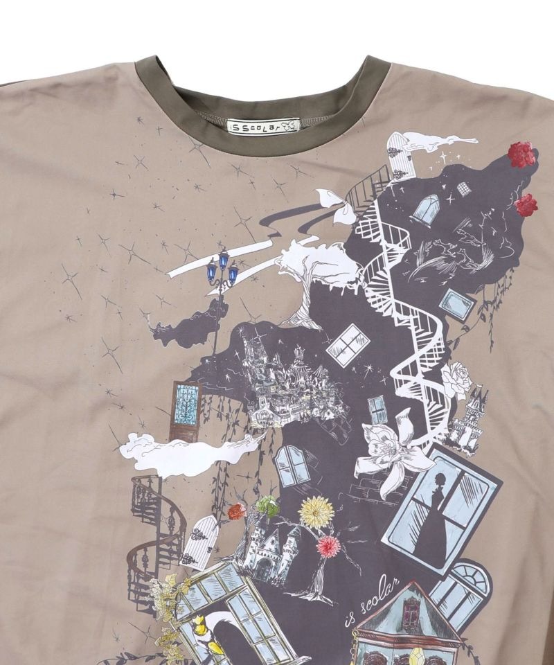 イズスカラー / 不思議な街柄タック入りワンピース | BRAND
