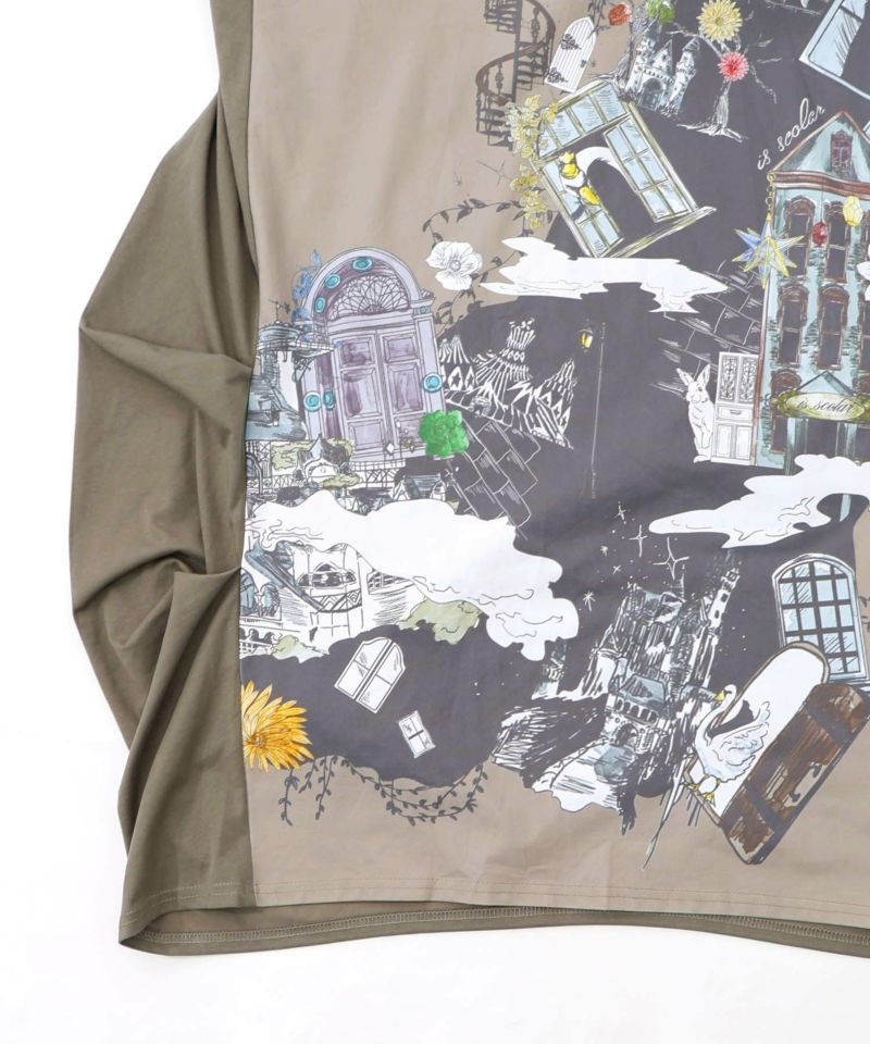 イズスカラー / 不思議な街柄タック入りワンピース | BRAND