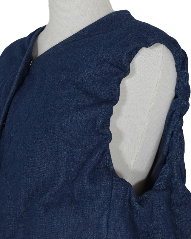 超希少 ナイジェルケーボン キルティングデニムベスト 裏地ストライプ 中綿 ケイット / 中わた入り裏キルティングベスト | ITEM,Outer