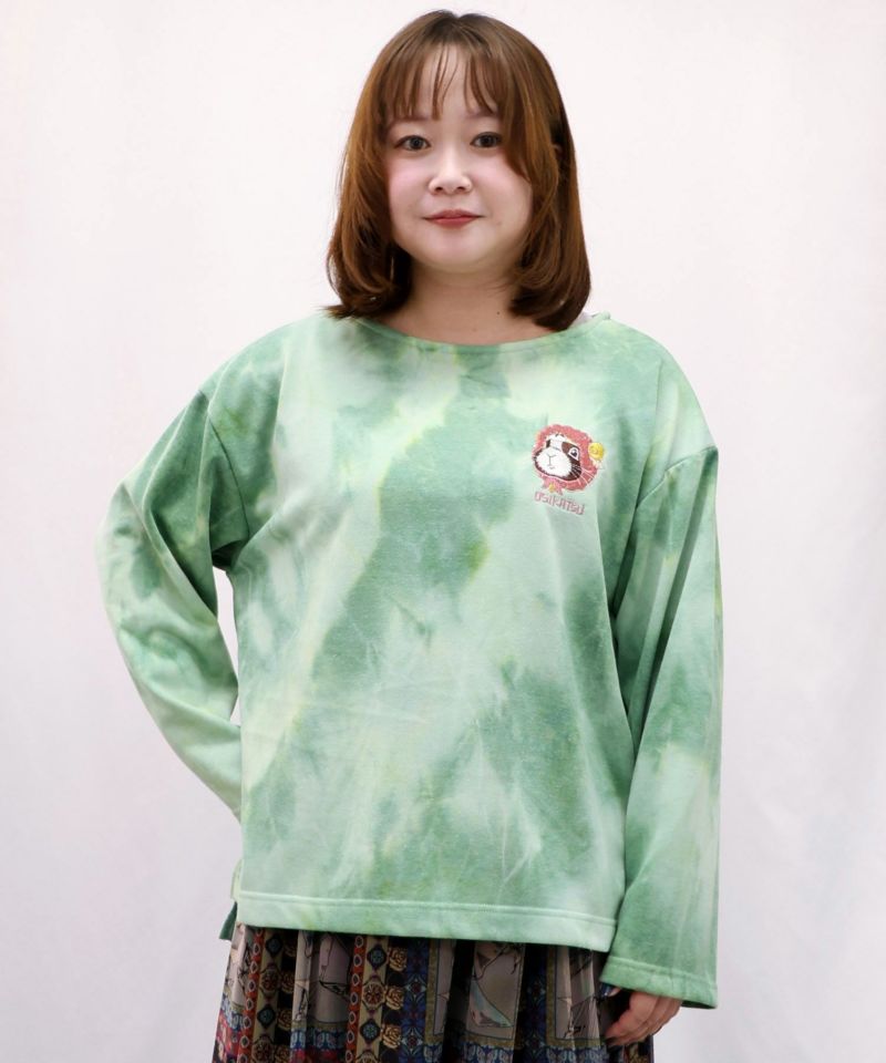 スカラー / ムラ染め裏毛 推し活ウサギの刺繍プルオーバー | ITEM,Tops