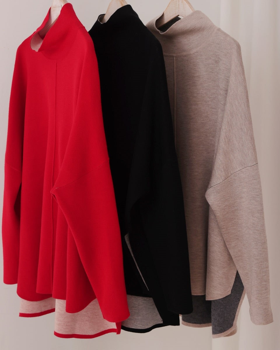 plageプラージュ グローブ付きワイドポンチョ風プルオーバー Plage グローブ付きワイドポンチョ風プルオーバーニット22AW