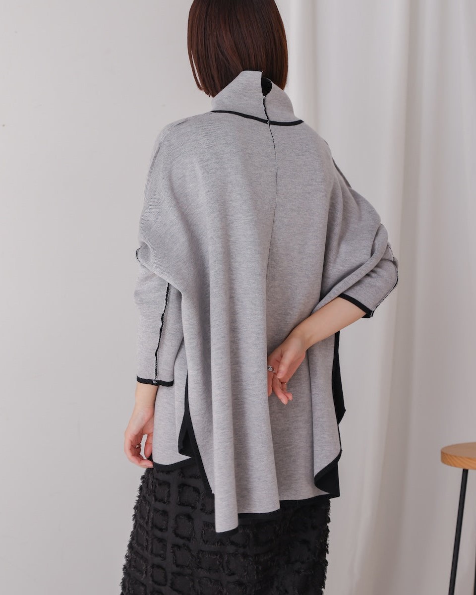 ブージュルード / リバーシブルWフェイスポンチョ風ニットプル
