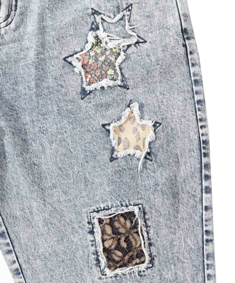 スカラー / 星花アップリケ ブリーチ加工デニムパンツ | BRAND