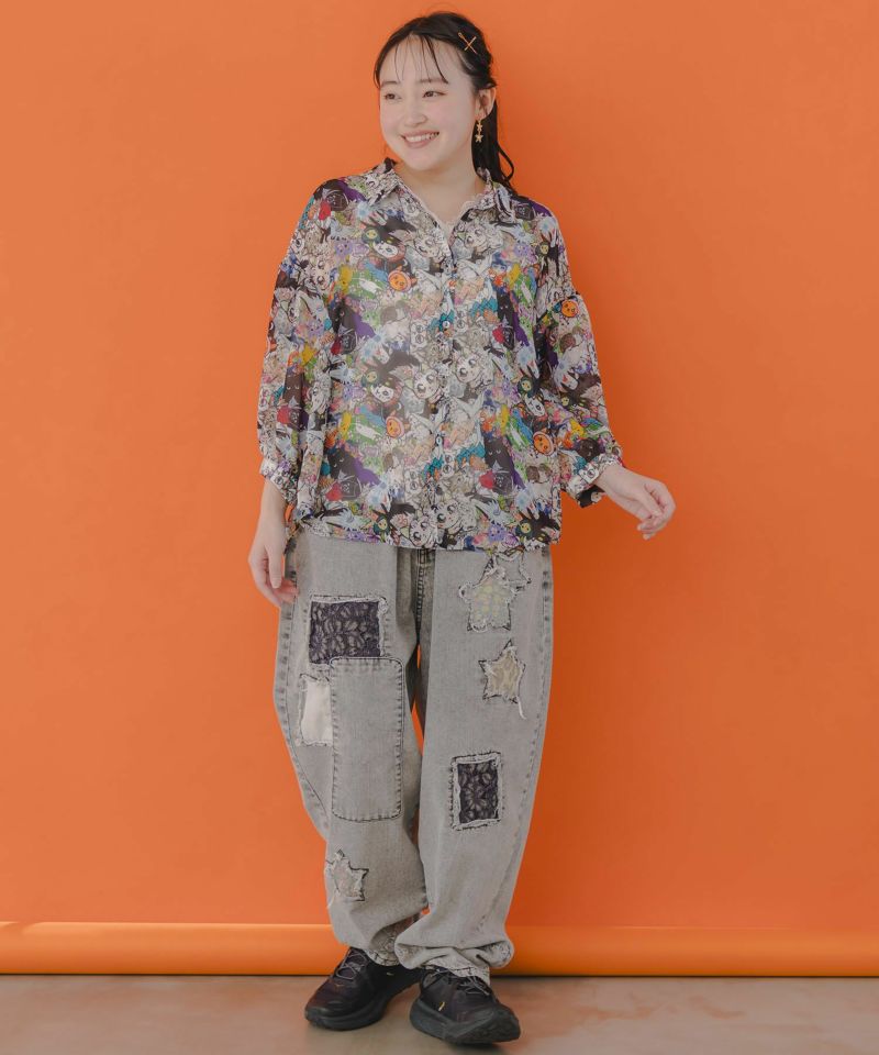 スカラー / 星花アップリケ ブリーチ加工デニムパンツ | BRAND