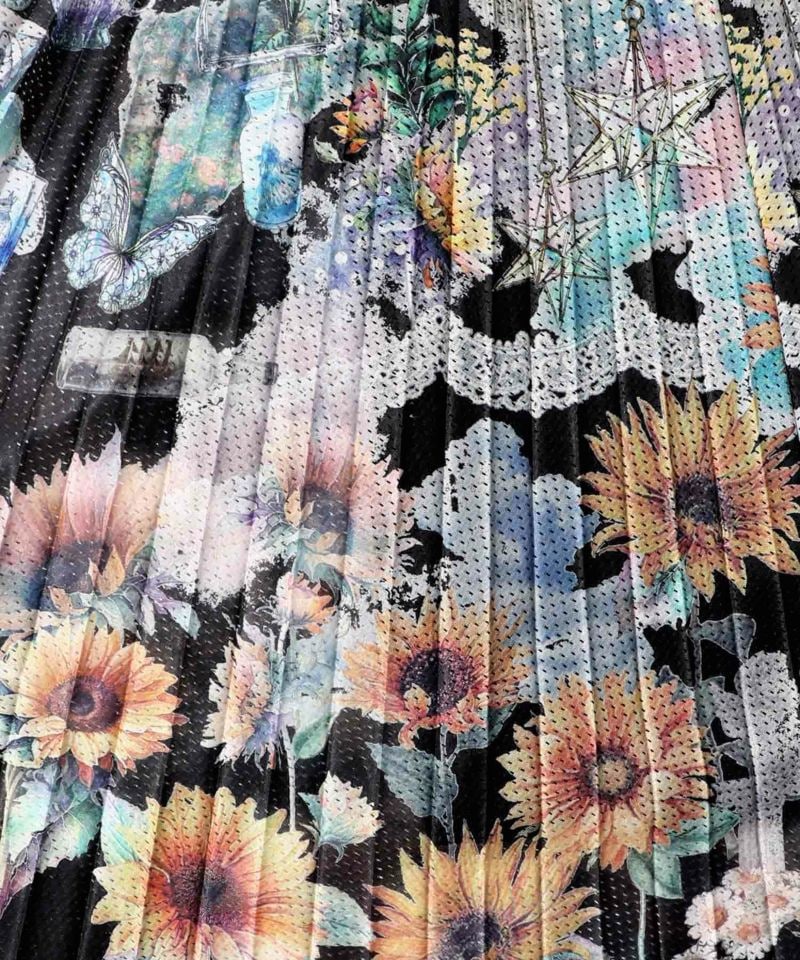 イズスカラー ヒマワリ柄プリーツメッシュスカート イズスカラー / ヒマワリ柄プリーツメッシュスカート | BRAND