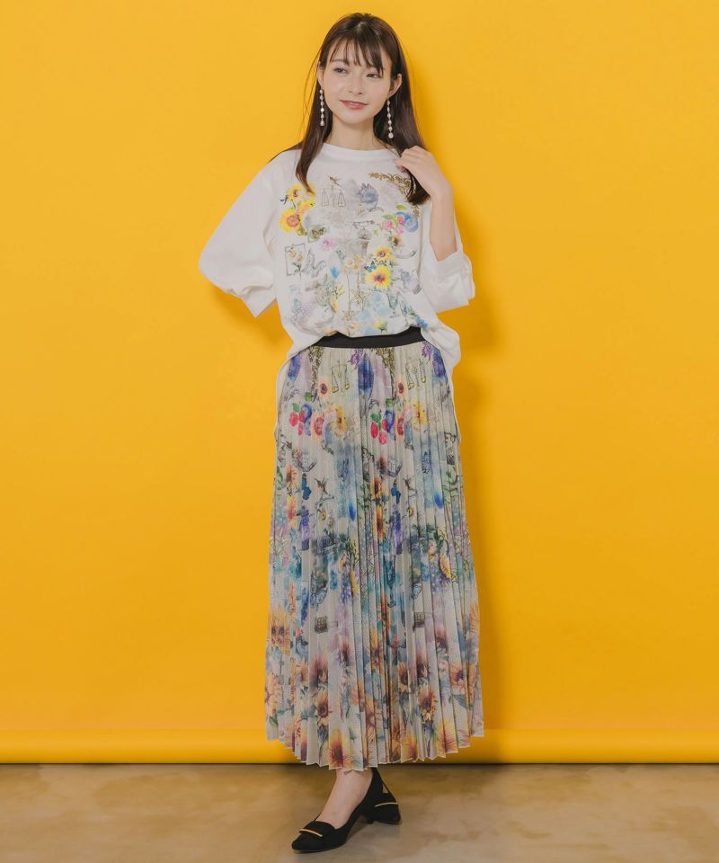 イズスカラー ヒマワリ柄プリーツメッシュスカート イズスカラー / ヒマワリ柄プリーツメッシュスカート | BRAND