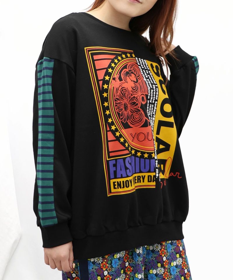 スカラー / スカラーちゃん×袖ボーダー切替 裏毛プルオーバー | BRAND