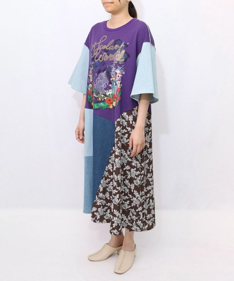 スカラー / リメイク風デニム切替 花柄ワンピース | BRAND