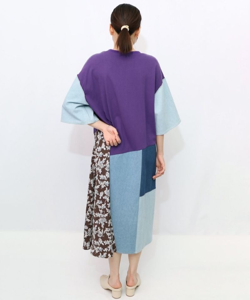 スカラー / リメイク風デニム切替 花柄ワンピース | BRAND
