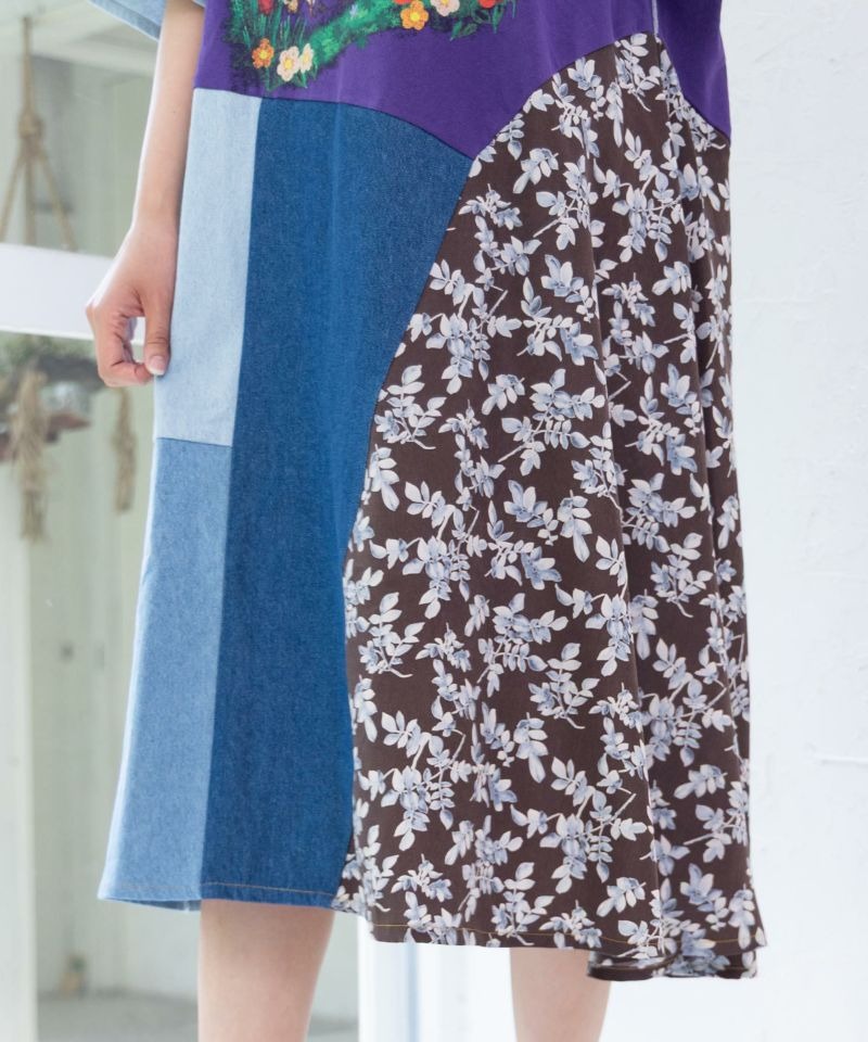 スカラー / リメイク風デニム切替 花柄ワンピース | BRAND