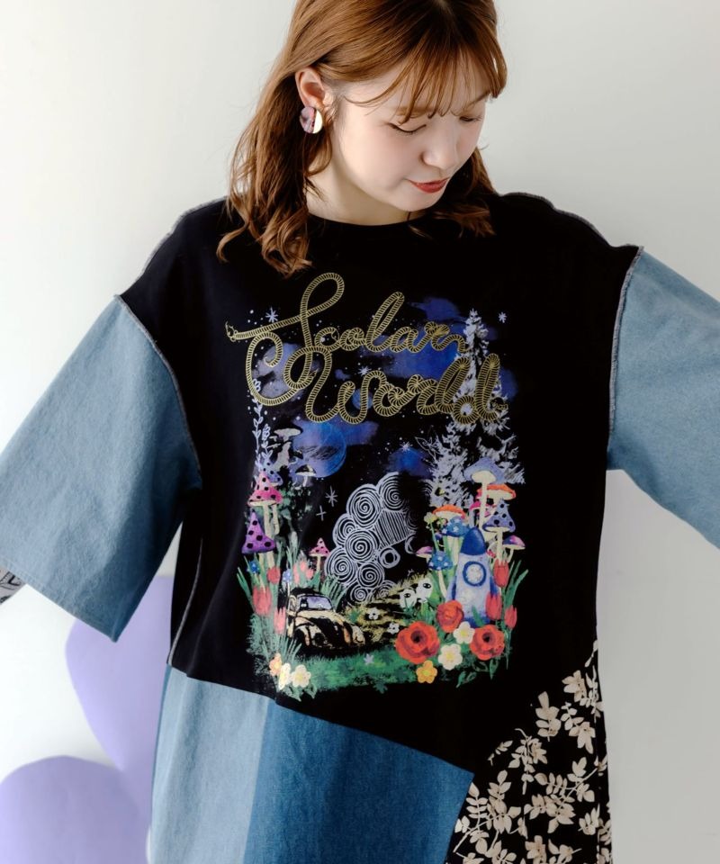 スカラー / リメイク風デニム切替 花柄ワンピース | BRAND