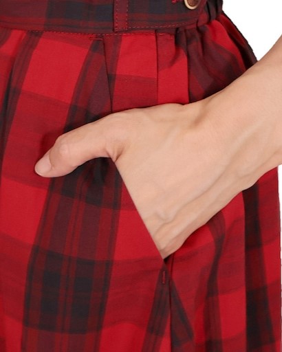 タータンチェックタックスカート nous rendent heureux 綿麻タータン