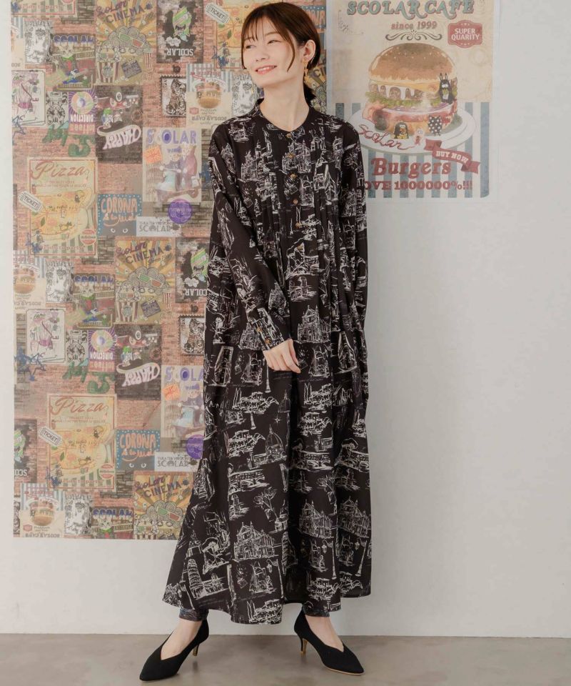 イズスカラー / フィレンツェの街並み柄 ロングワンピース | BRAND