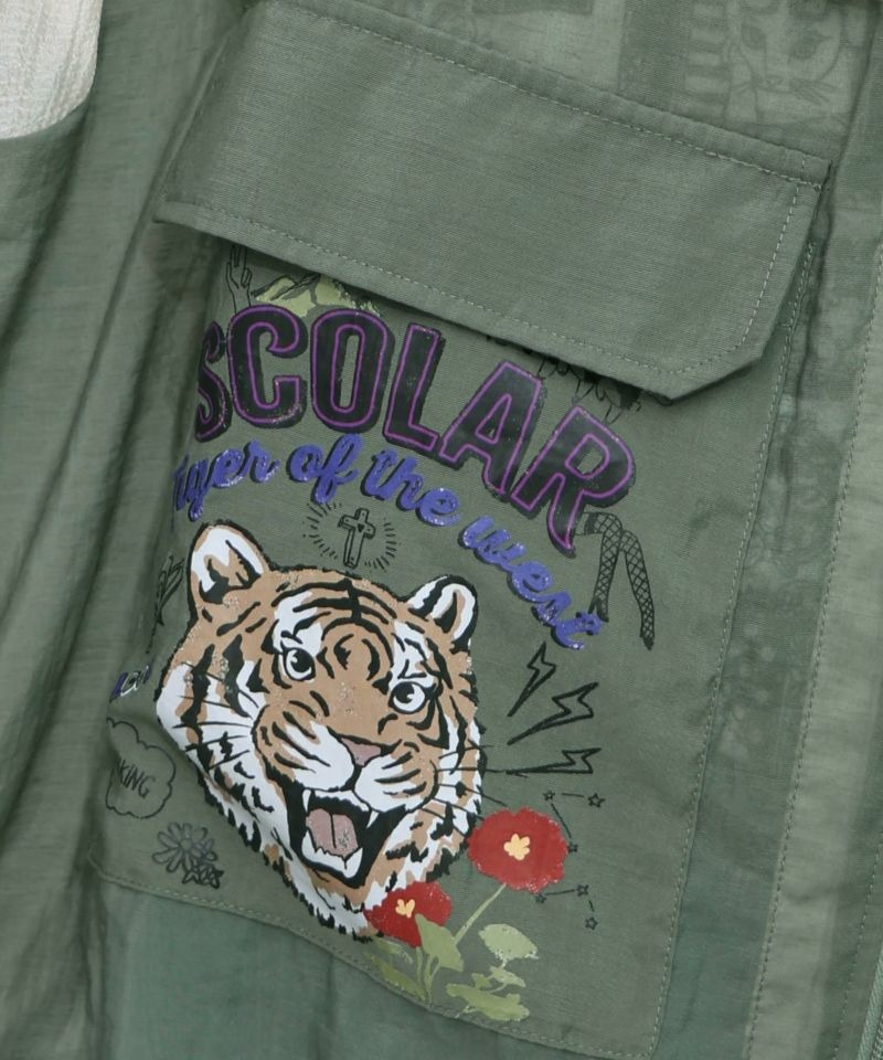 ScoLar 152737：バイカラーシアー切替 虎柄ブルゾン 152737：バイカラーシアー切替 虎柄ブルゾンの通販-ScoLar