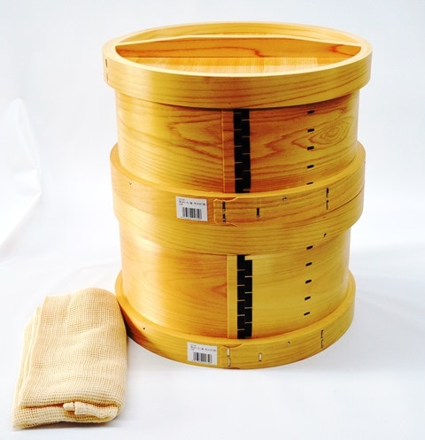 日本製 身・竹ス・蓋つき 木製せいろ二重 30cm(4升)