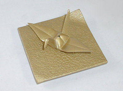 岩鋳南部鉄　香立　折り鶴　（敷台付）　ゴールド  日本製