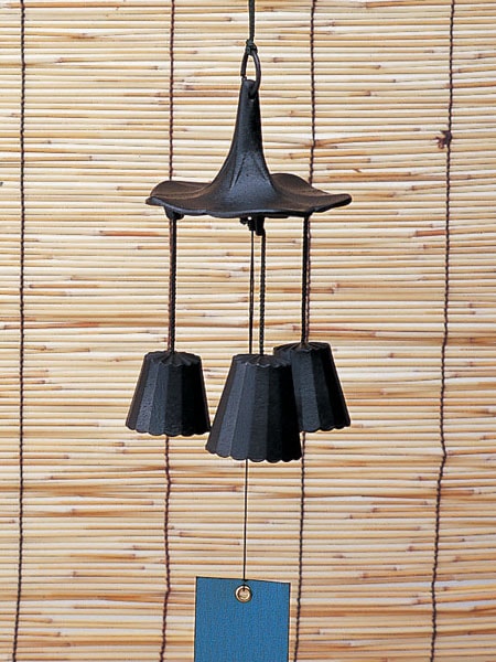 岩鋳 南部鉄器の風鈴　　新アサガオ　藍短冊   27150