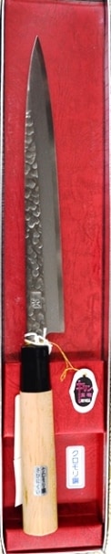 キリン刃物　雲水銘庖丁　刺身薄刃 210mm(刃長) 錆びにくいクロモリ鋼　積層刃物