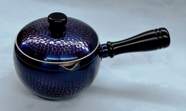 新光金属　美術銅器　純銅青被仕上げ　急須　(横手)　ブルー　３５０ml