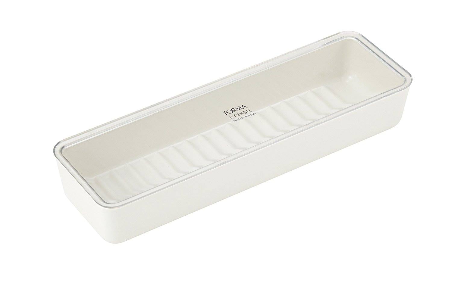 アスベル　フォルマ　フタ付カトラリーケース  　ホワイト　サイズ:約25.7×8×4.5cm　　 2146