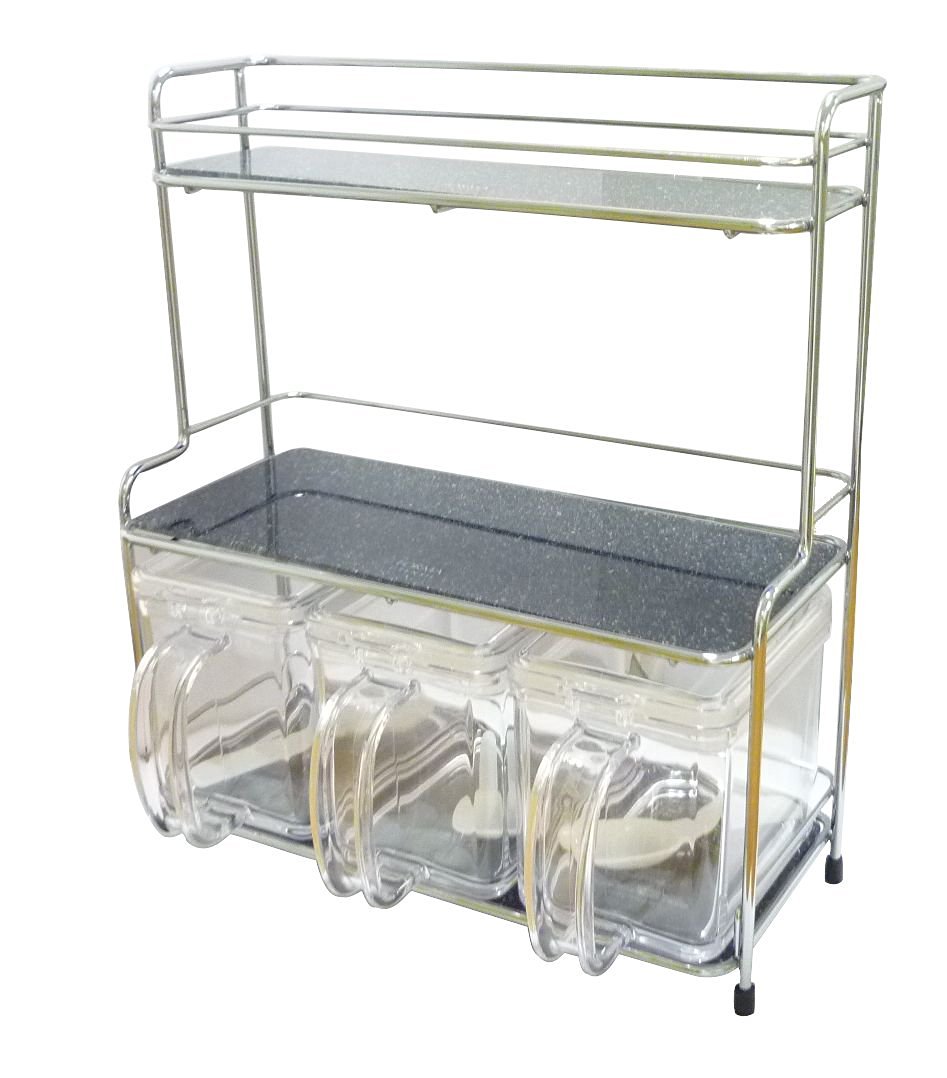 アスベル　フォルマ　ラック付調味料入れ ワイヤーフレーム3 　　幅29.5×奥行17×高さ33cm