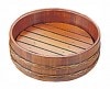 用美　強化バンド摺漆桶　目皿付・樹脂(竹タガ風)タガ仕様　尺０（約φ30xH7.5cm）|木製すし桶・おひつ・蒸し器・竹ざる|用美／笹屋