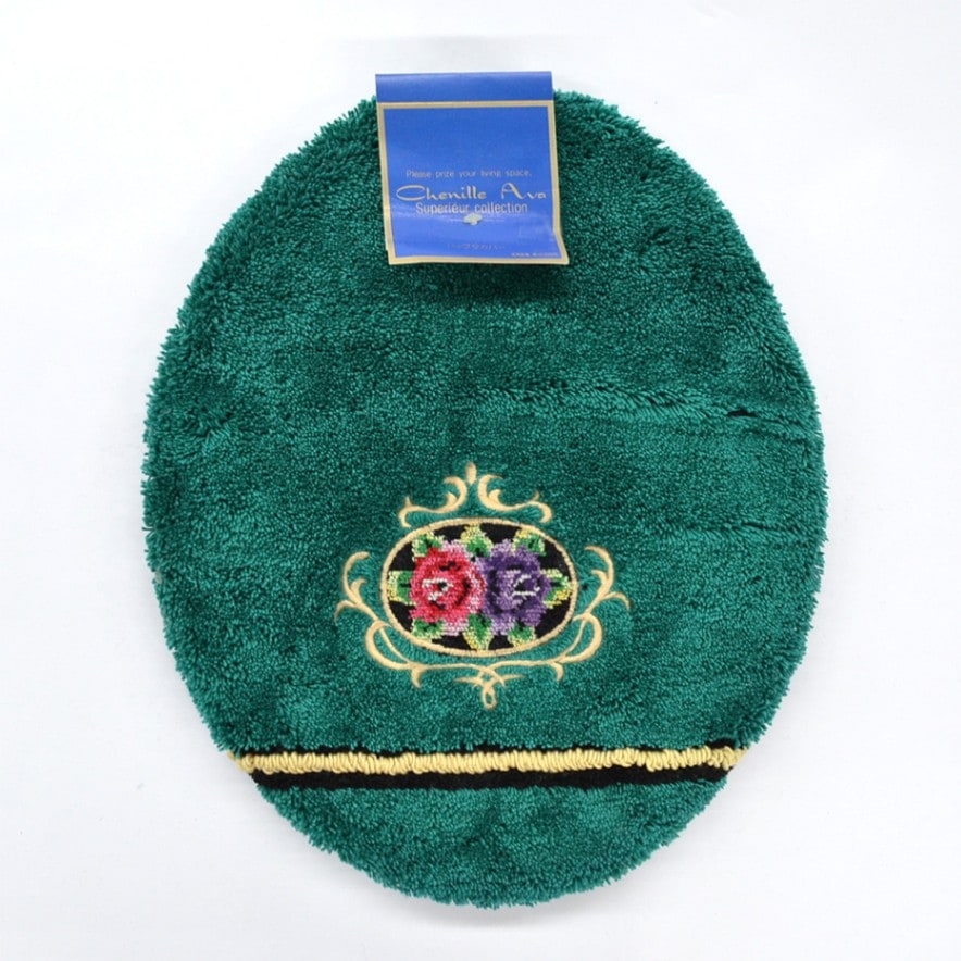 オカ　シェニール　アバ　便座フタカバー　（国産）　グリーン