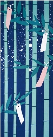 <四季彩布> タペストリーになる 手ぬぐい (和柄)　七夕