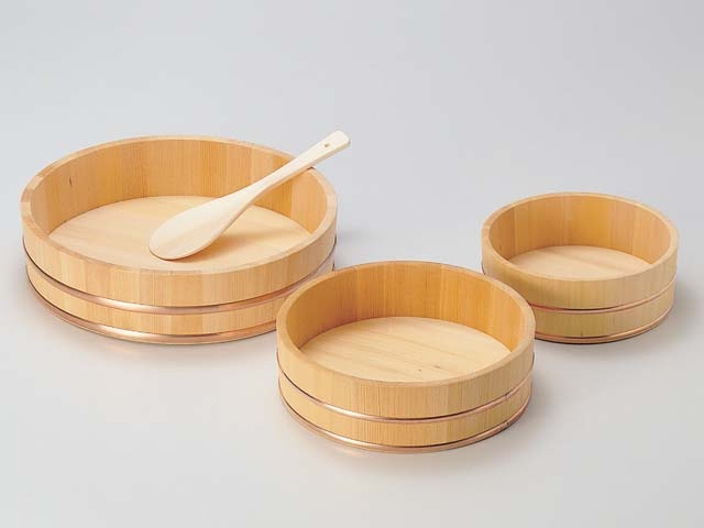 　日本製手作り　椹・ミニ寿司飯台（銅タガ） φ39×H 10㎝　　約　 1升