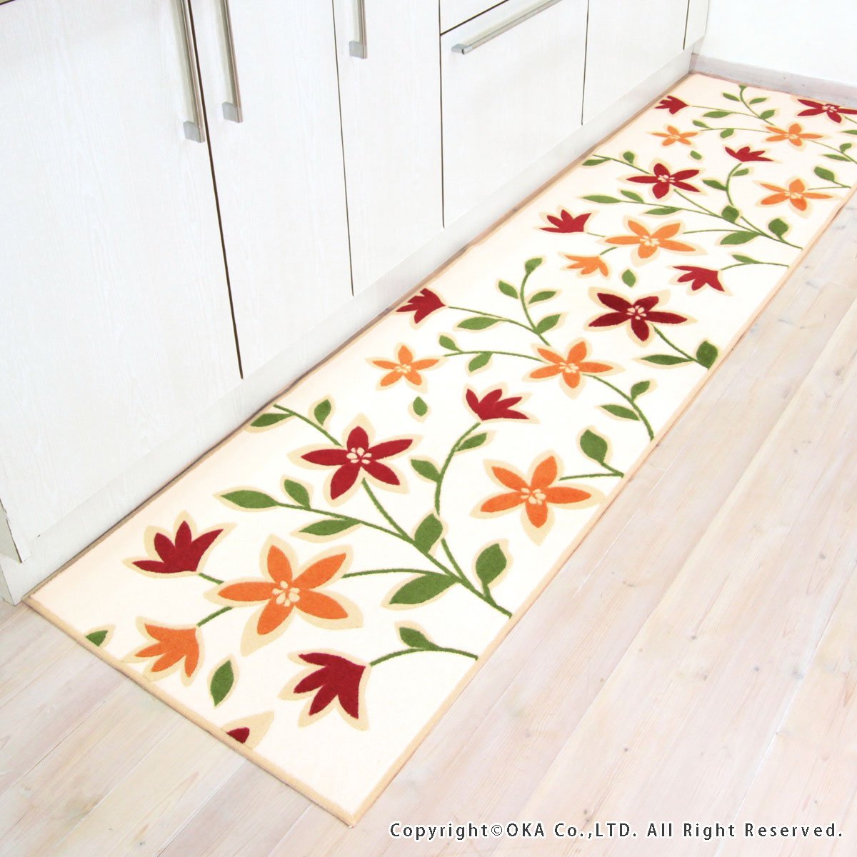 オカ　国産　パッションフラワー　キッチンマット　60×１８０㎝　