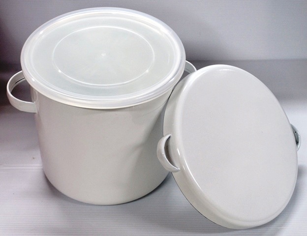 野田ホーローラウンドストッカー　２４cm　ホワイト　W.310×D.270×H.245　10.0L  約2200g