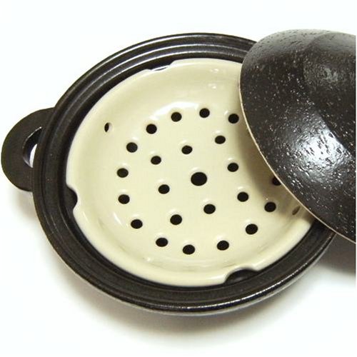 長谷園 IH対応ヘルシー蒸鍋「優」 黒釉(小 )2~4人用 NNC-21